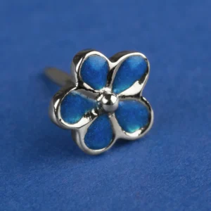 spilla massonica non ti scordar di me in argento smaltato blu